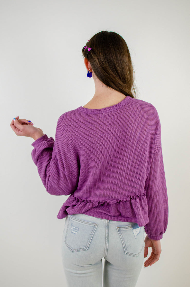 Martina Peplum Knit Top Purple