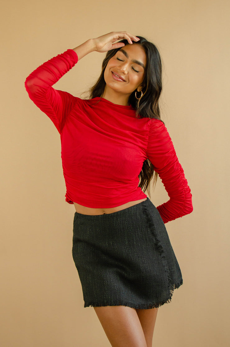 True Colors Mesh Crop Top Red