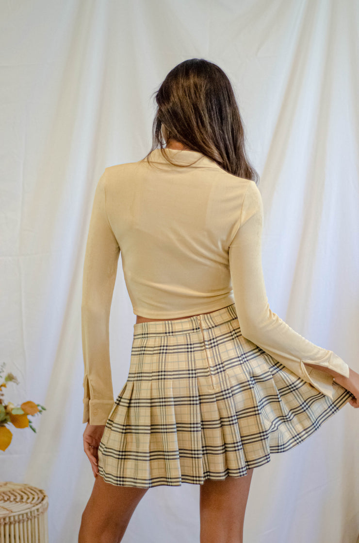 Portland Collared Crop Top Cream