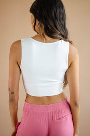 Carissa Ribbed Crop Top White