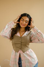 Adora Button Up Vest Taupe