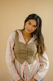 Adora Button Up Vest Taupe