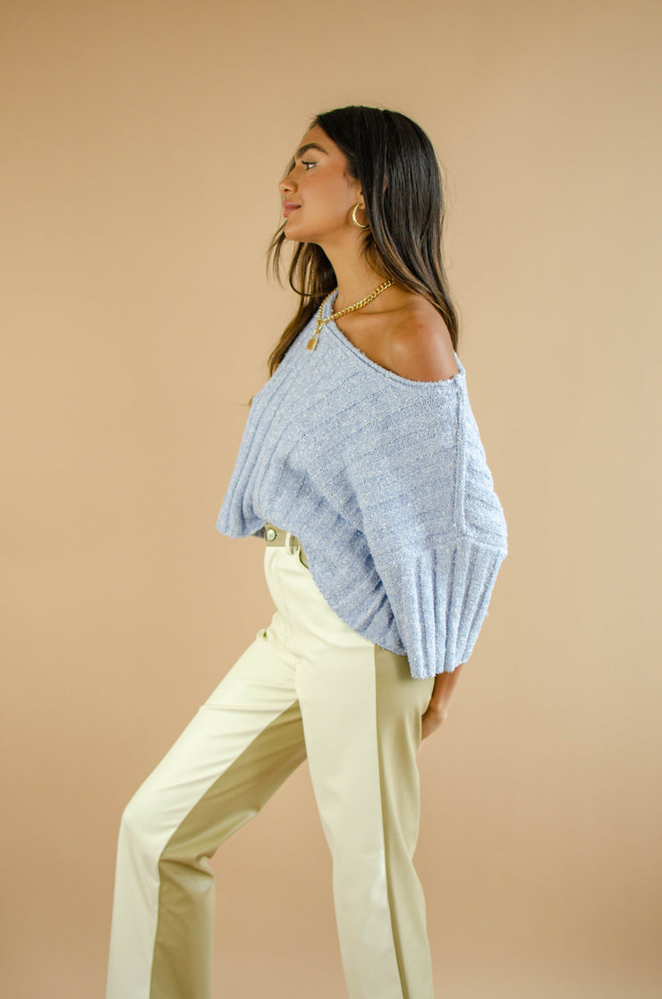 Wendy Crop Sweater Top Mist Blue