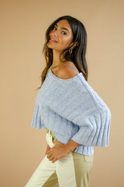 Wendy Crop Sweater Top Mist Blue