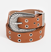 Engraved Horseshoe Buckle Belt