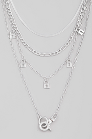 Layered Padlock Charm Necklace