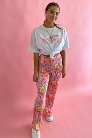 Delilah Abstract Plisse Pants Pink