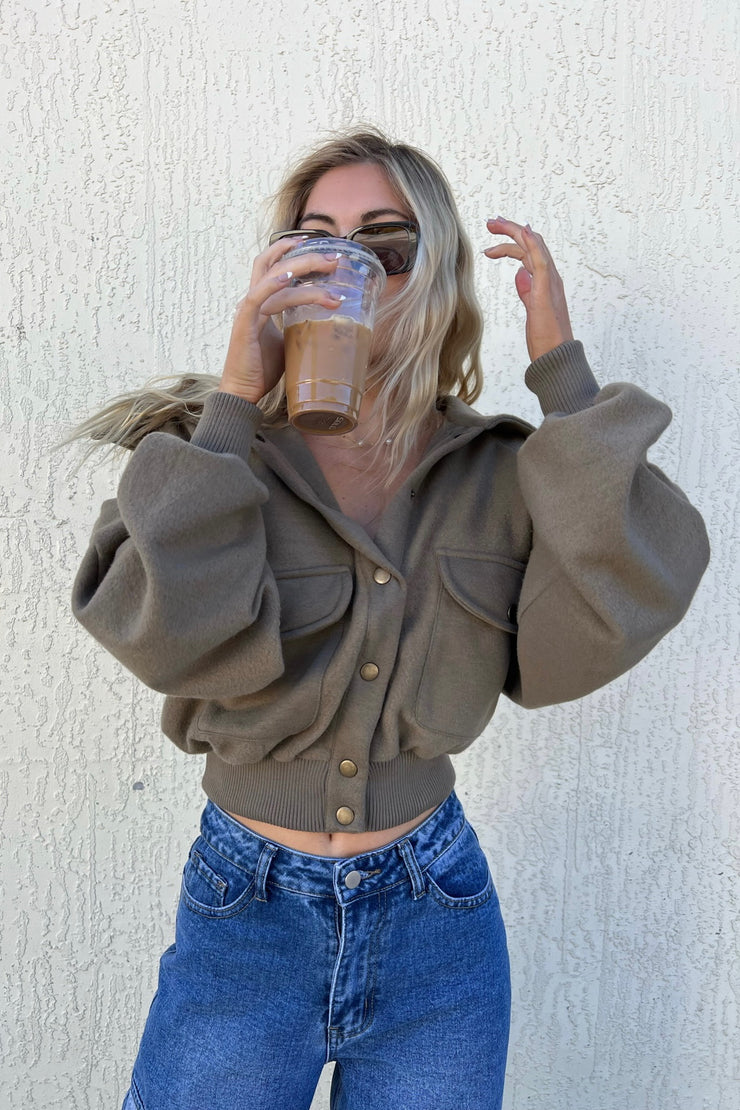Bria Button Jacket Olive