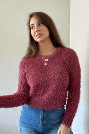 Aria Fuzzy Sweater Cherry