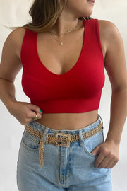 Carissa Ribbed Crop Top Red