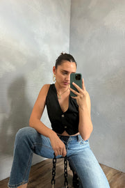 Zoe Cropped Vest Black