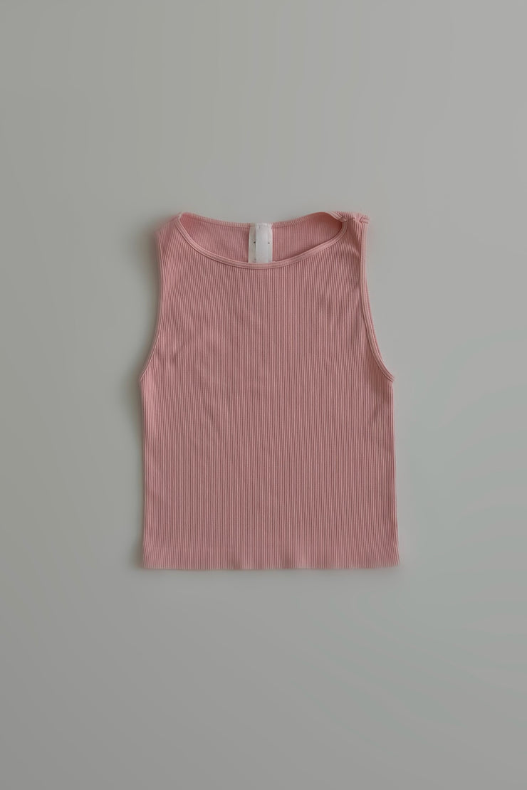 Jay Ribbed High Neck Top Pink