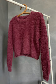 Aria Fuzzy Sweater Cherry