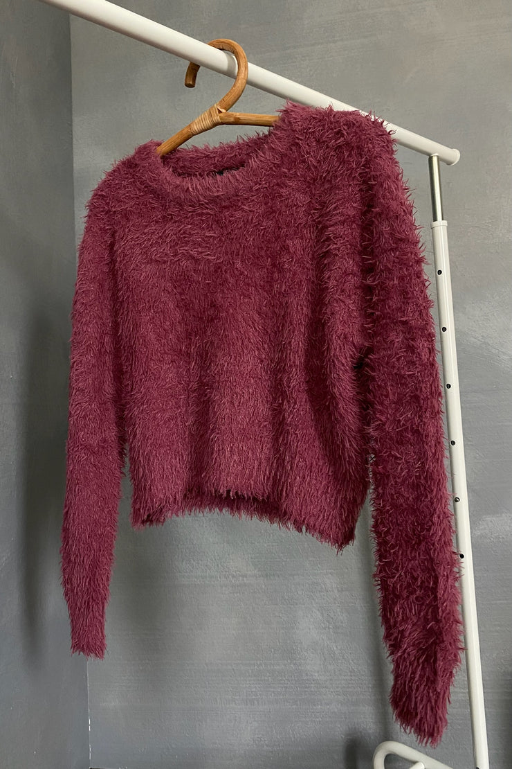 Aria Fuzzy Sweater Cherry