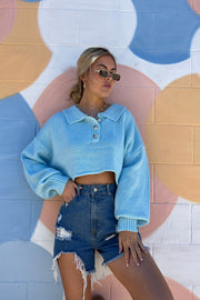Lauren Crop Sweater Top Blue