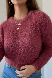 Aria Fuzzy Sweater Cherry