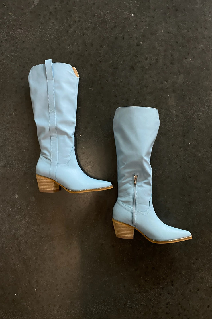 Run Free Knee High Boots Baby Blue
